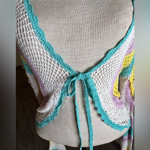 Vintage Cyrus Crochet knit cardigan boho shells - Picture 5 of 8